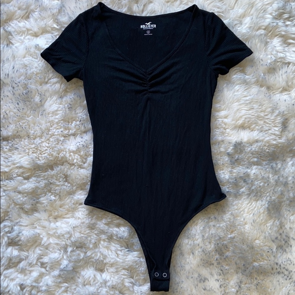 Black v neck body suit